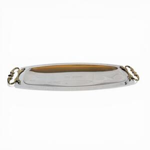 Vintage Kromex Stainless Steel Oblong Serving Tray With Handles